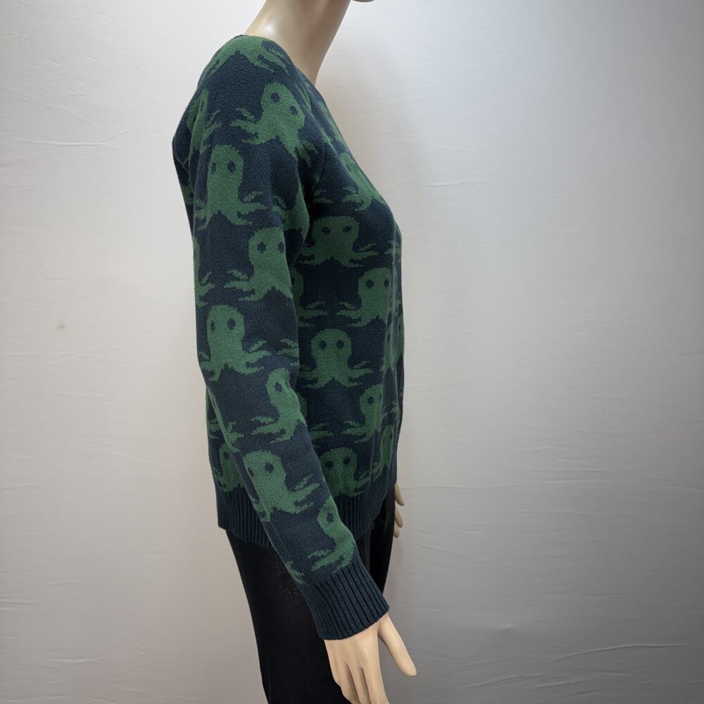 ModCloth Womens Octopus Pullover Sweater Size M Deep Green Cotton All Over Print - Picture 5 of 7